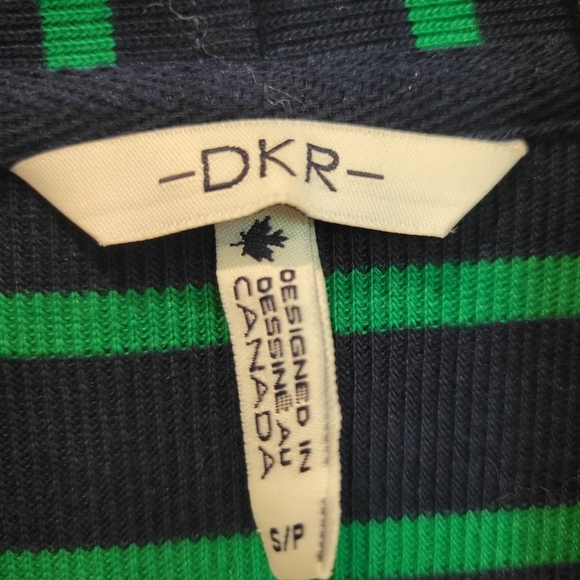 DKR Co Vibrant Knit Black & Green Striped Tuxedo Front Cardigan Sweater Jacket S - Picture 5 of 8
